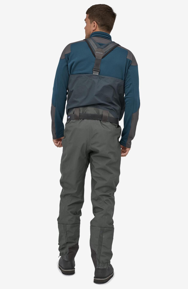 Patagonia Swiftcurrent Expedition Zip Front Waders Model Back Patagonia Swiftcurrent Expedition Zip Front Waders Model Back